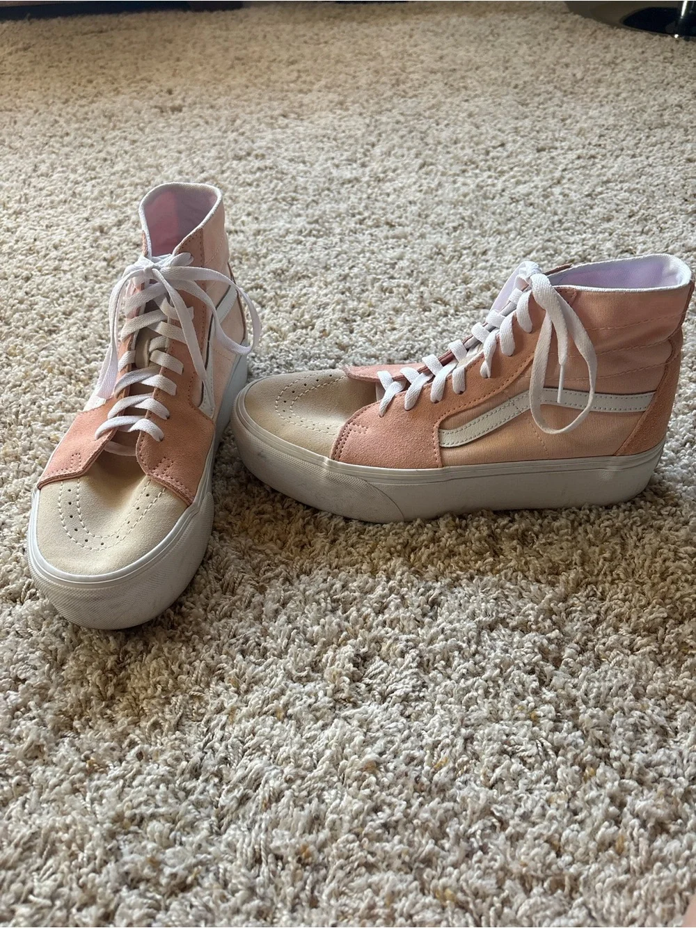 VANS Sk8-Hi Tapered Stackform M 9 W 10.5 Color Block Pink Suede Platform Unisex